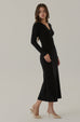 Feeling confident V neck knit dress in black