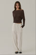 Fall for you elastic wide leg pants in white