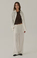 Fall for you elastic wide leg pants in white