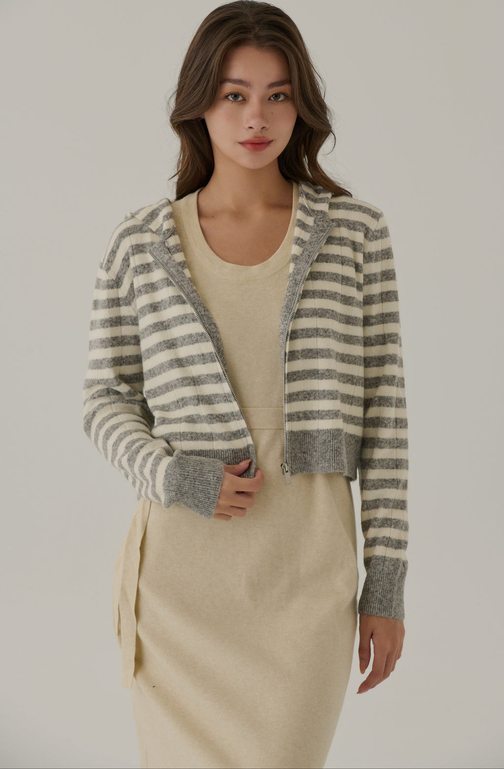 Seoul vibes knit hoodie in stripe