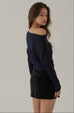 Daily life off-shoulder knit top in navy