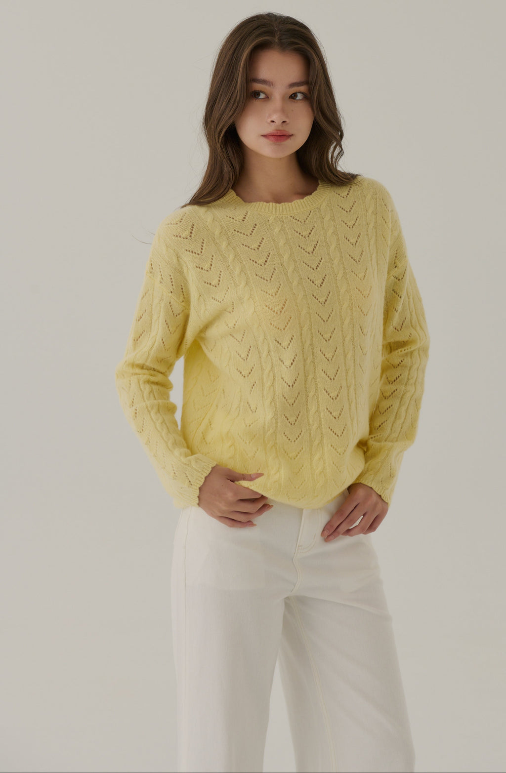 Milan cable knit 100% wool sweater