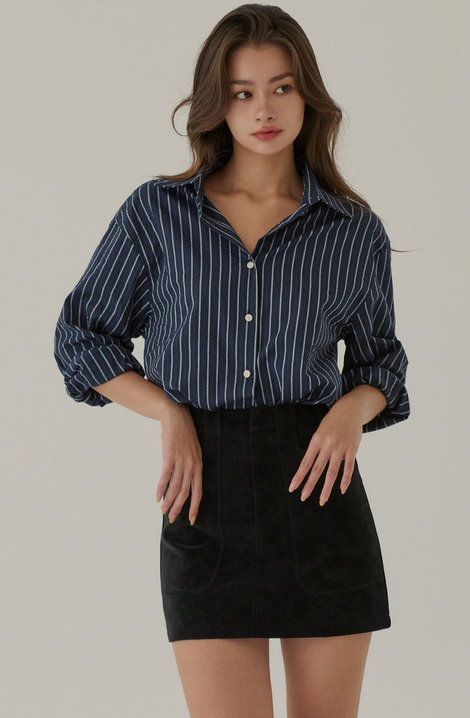 Harbor stripes shirt in navy blue