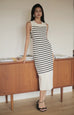 Vanessa striped knit dress in white/khaki
