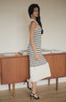 Vanessa striped knit dress in white/khaki