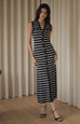 Maria stripe knit midi dress in black