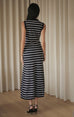 Maria stripe knit midi dress in black