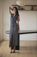 Maria stripe knit midi dress in black
