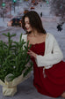 Feel loved linen dress in red/white
