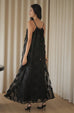Tutu maxi dress with belt in black / pink