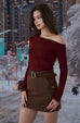 Gingerbread Knit Off-shoulder Top