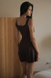 Comfy cotton elastic bra dress in brown