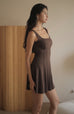 Comfy cotton elastic bra dress in brown