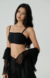 Embroidery lace top in black