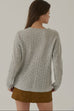 Milan cable knit 100% wool sweater in grey