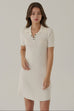 Campus polo knit dress in white