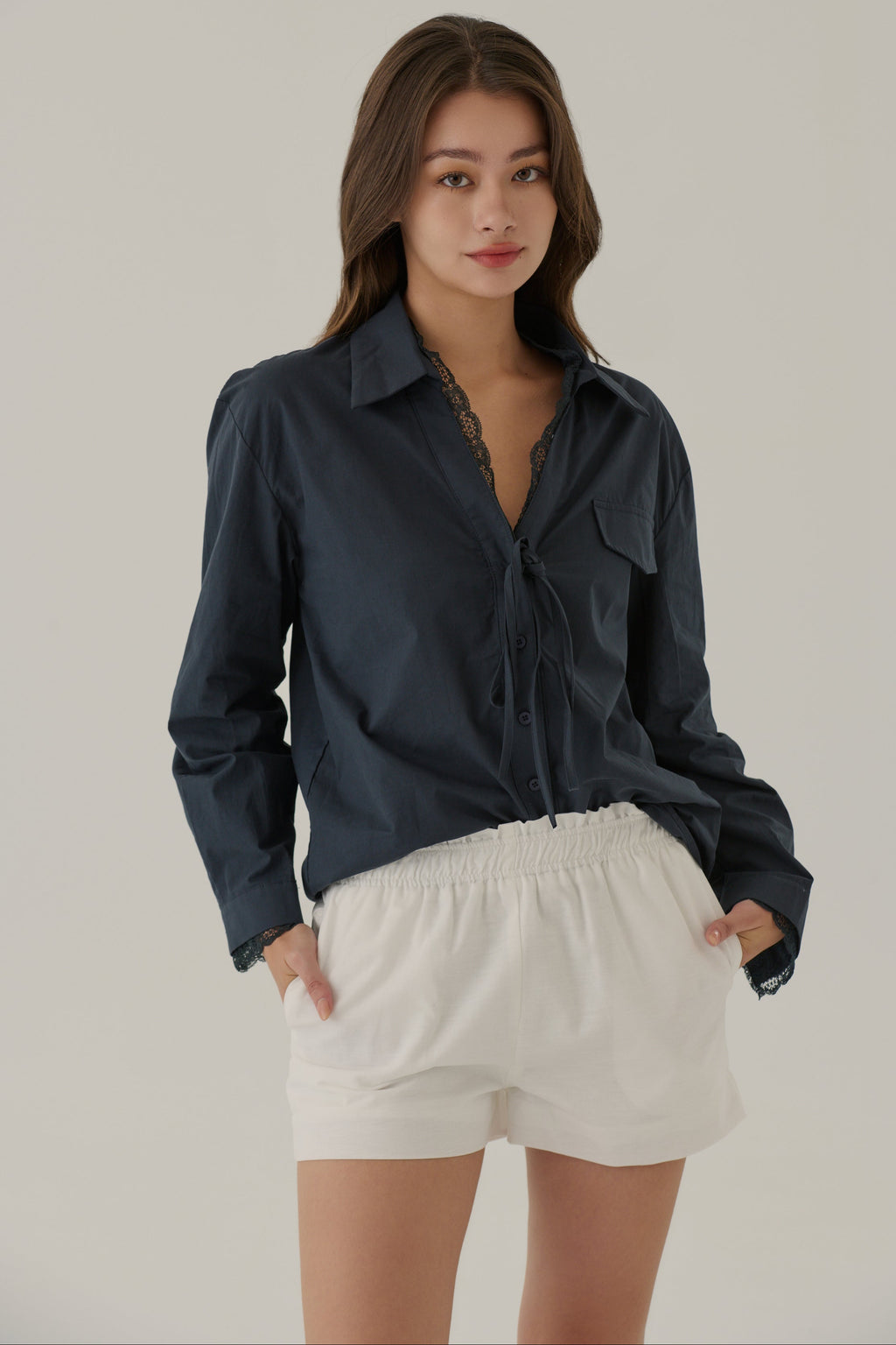 Laced whispers shirt in navy