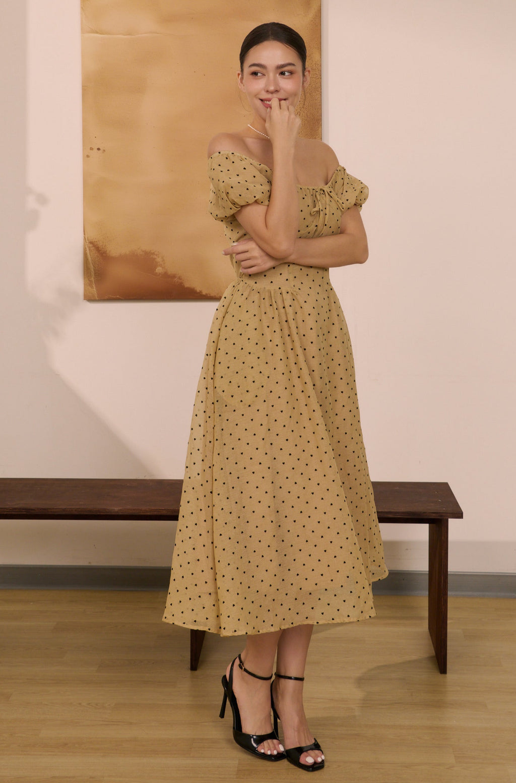 Feeling cute polka dots mesh dress