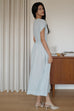 Camille elastic waist linen dress in sky blue