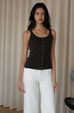 Buttoned ribbed knit tank in charcoal grey