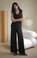 Gemma soft knit wide-leg pants in black