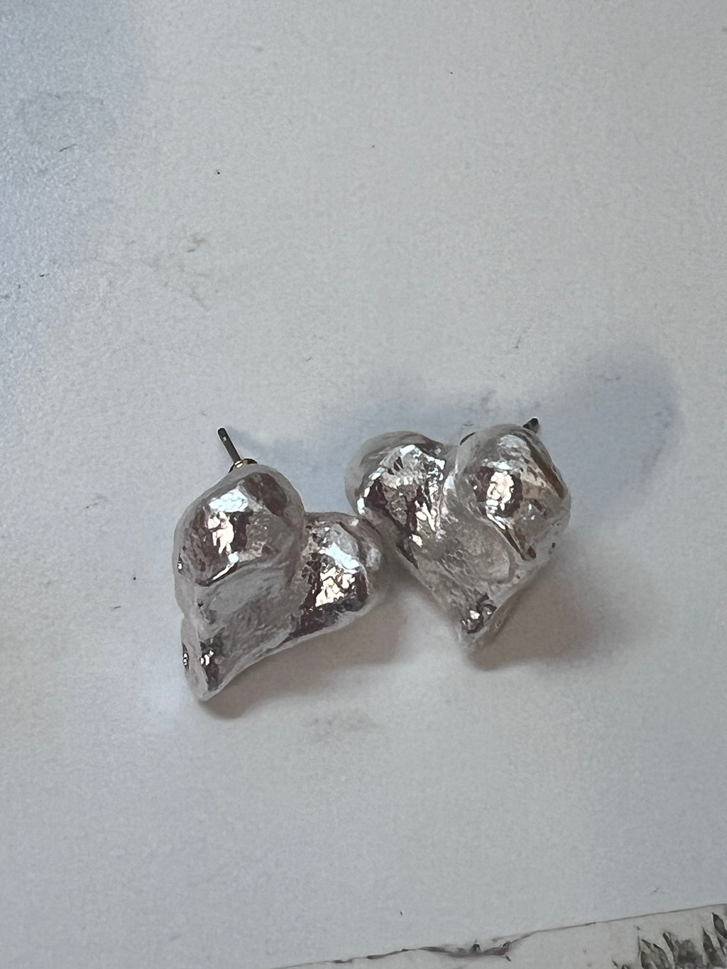 Stone Heart silver earring