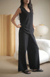 Gemma soft knit wide-leg pants in black